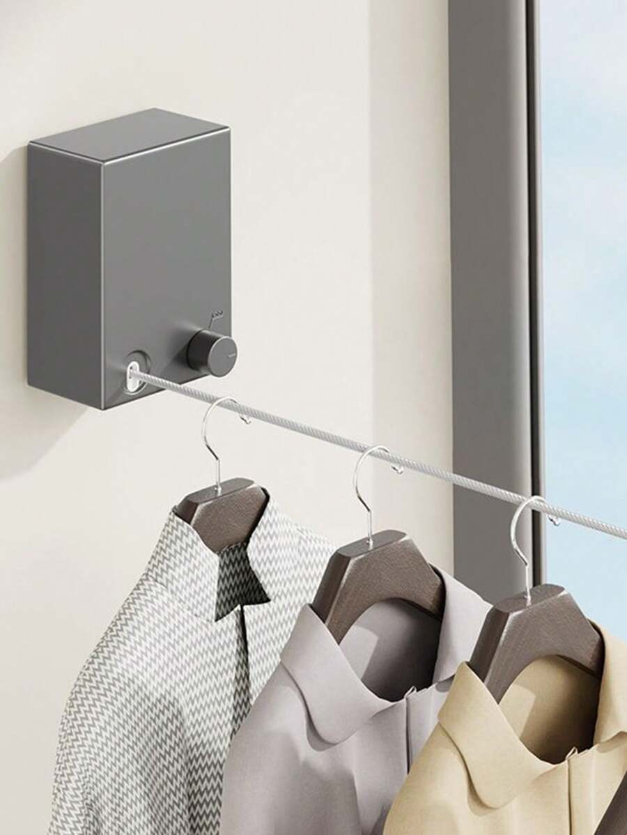 Retractable Heavy-Duty Non-Sag Clothesline – 2.4 Meters Indoor & Outdoor, Space-Saving