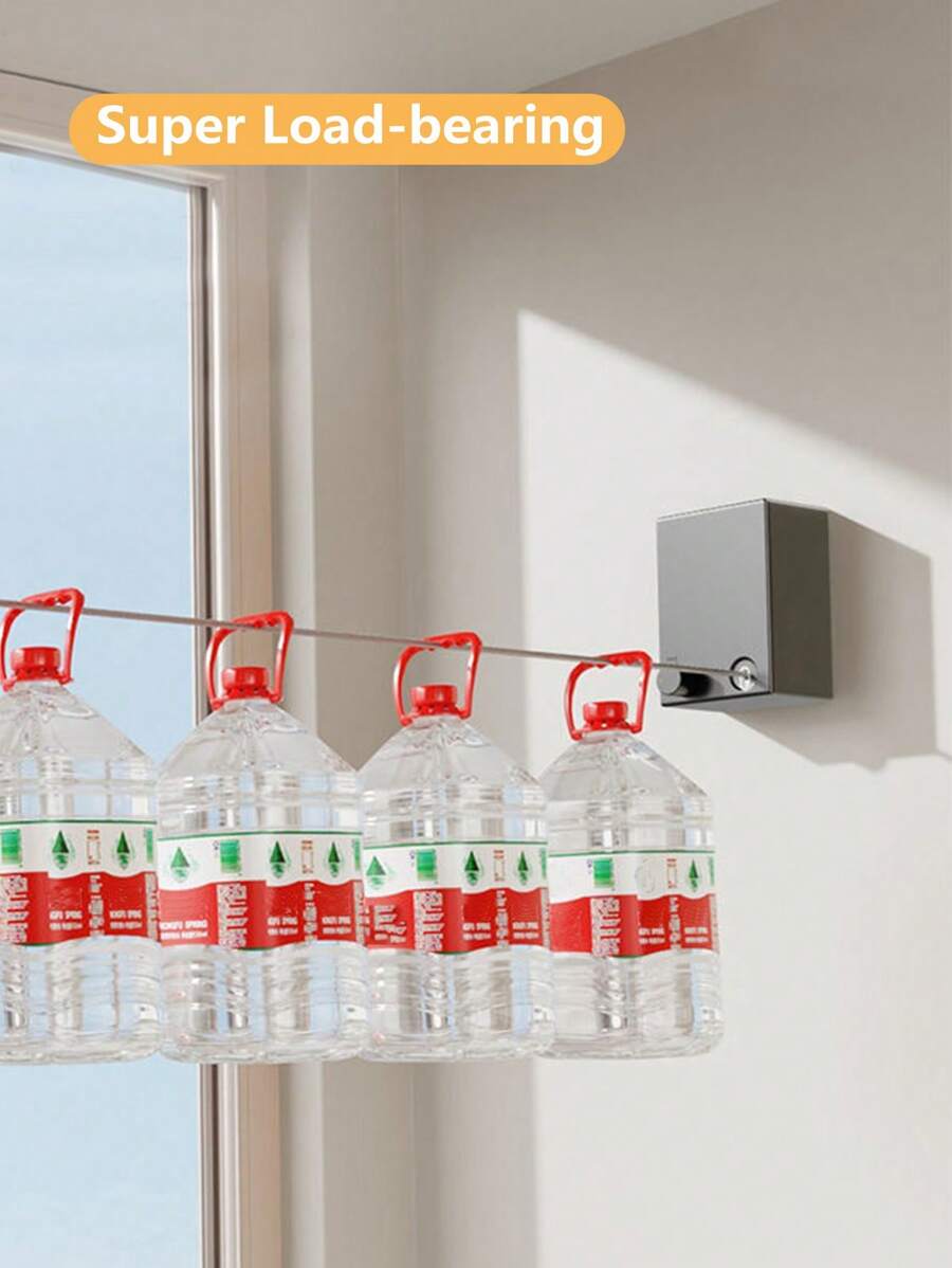 Retractable Heavy-Duty Non-Sag Clothesline – 2.4 Meters Indoor & Outdoor, Space-Saving